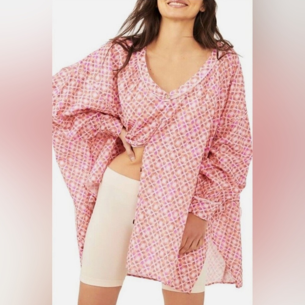 Free People Intimately Linen Blend Oversized Daydream Tunic, sz M